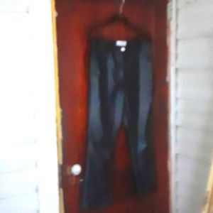 Six/Fifty sz Large faux leather black boot cut pants with pockets silver button